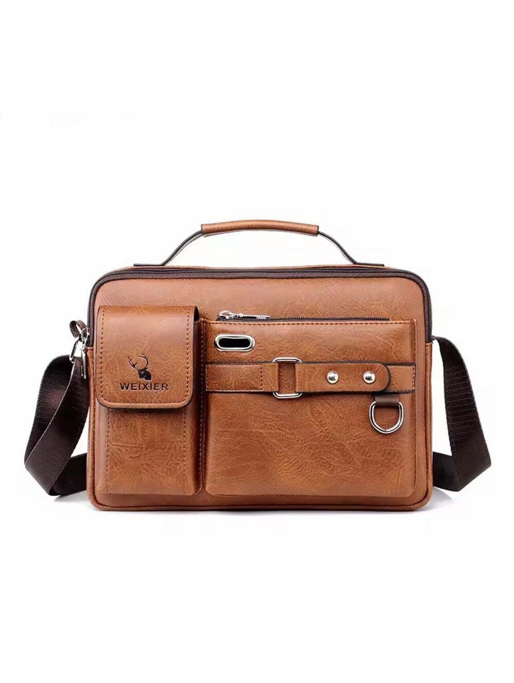 Weixier Men's Shoulder Bag Men Crossbody Bags Pu Leather Handbag Capacity Men